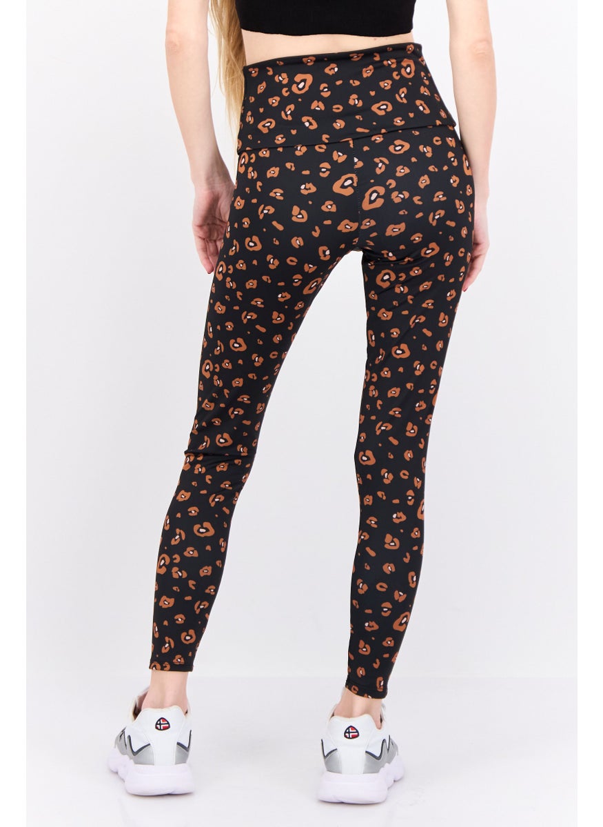 Women Allover Print 7/8 Leggings, Black