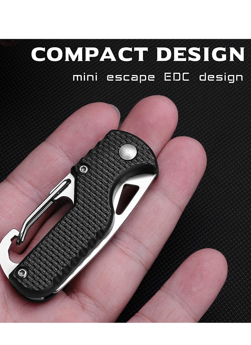 Pocket Box Opener, Bottle Opener, Keychain Box Cutter, Package Opener, Small Pocket Box/ Seatbelt/ Strap Cutter, Razor Sharp Serrated and Paratrooper Hook,  EDC Folding Tools for Women Men 2PCS