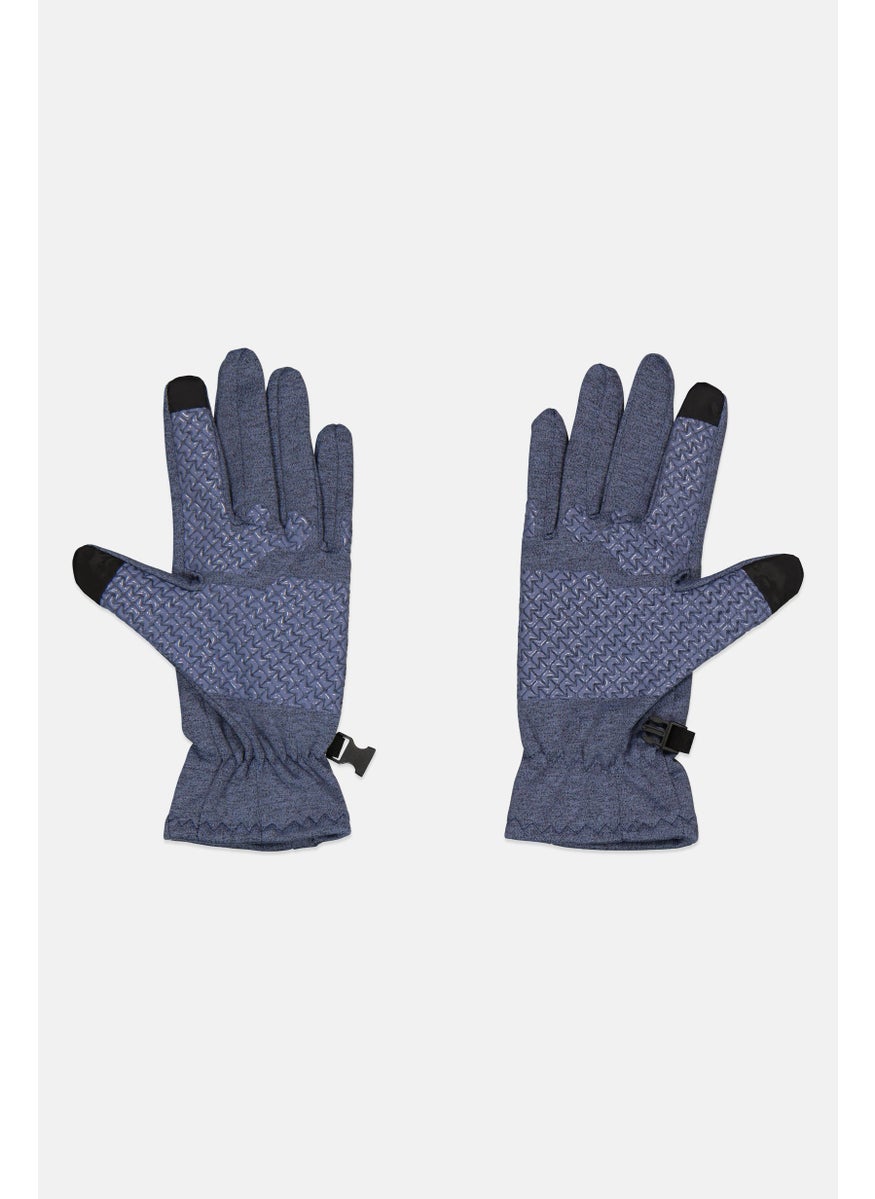 Men 1 Pair Brand Logo Athletic Glove, Slate Blue