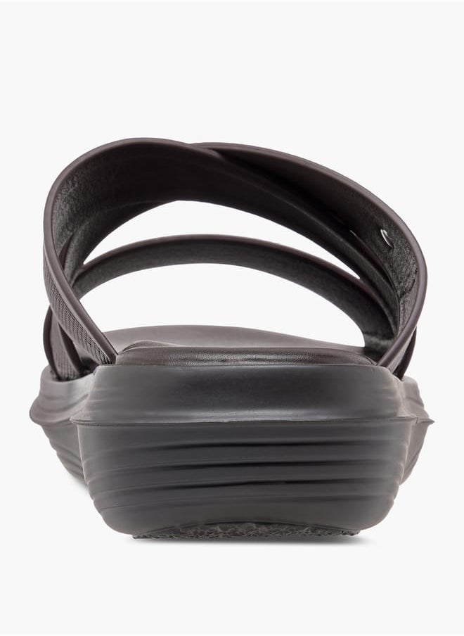Men Textured Cross Strap Slip-On Sandals