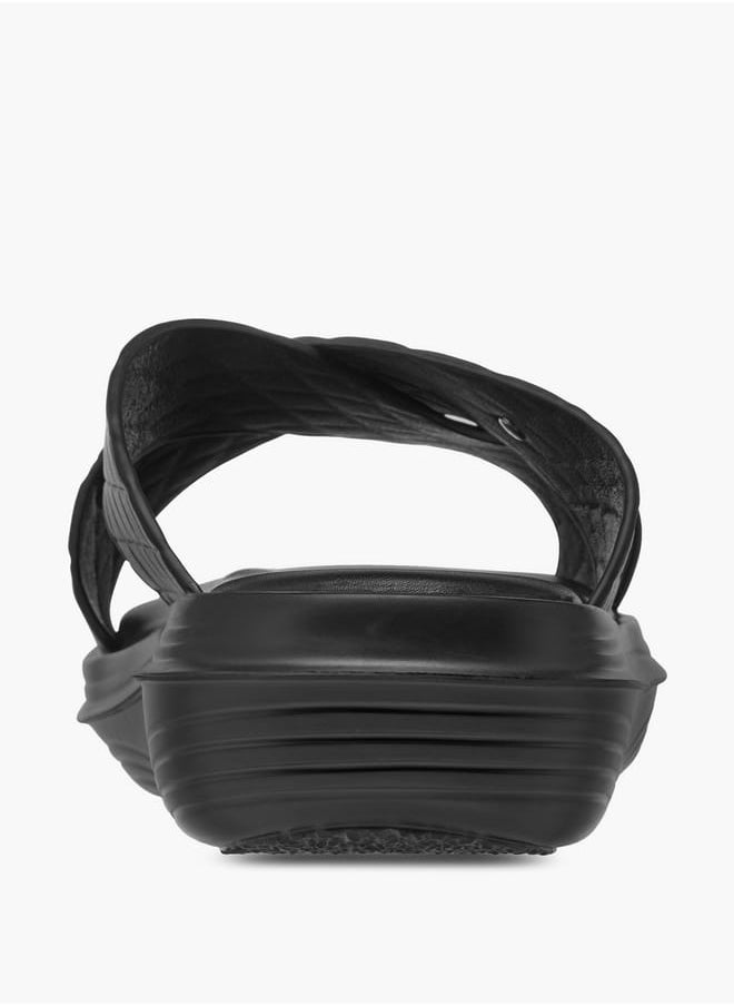 Men's Textured Slip-On Cross Strap Sandals