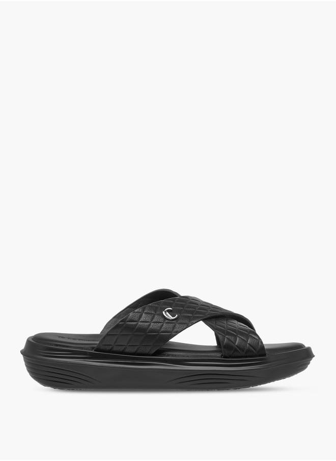 Men's Textured Slip-On Cross Strap Sandals