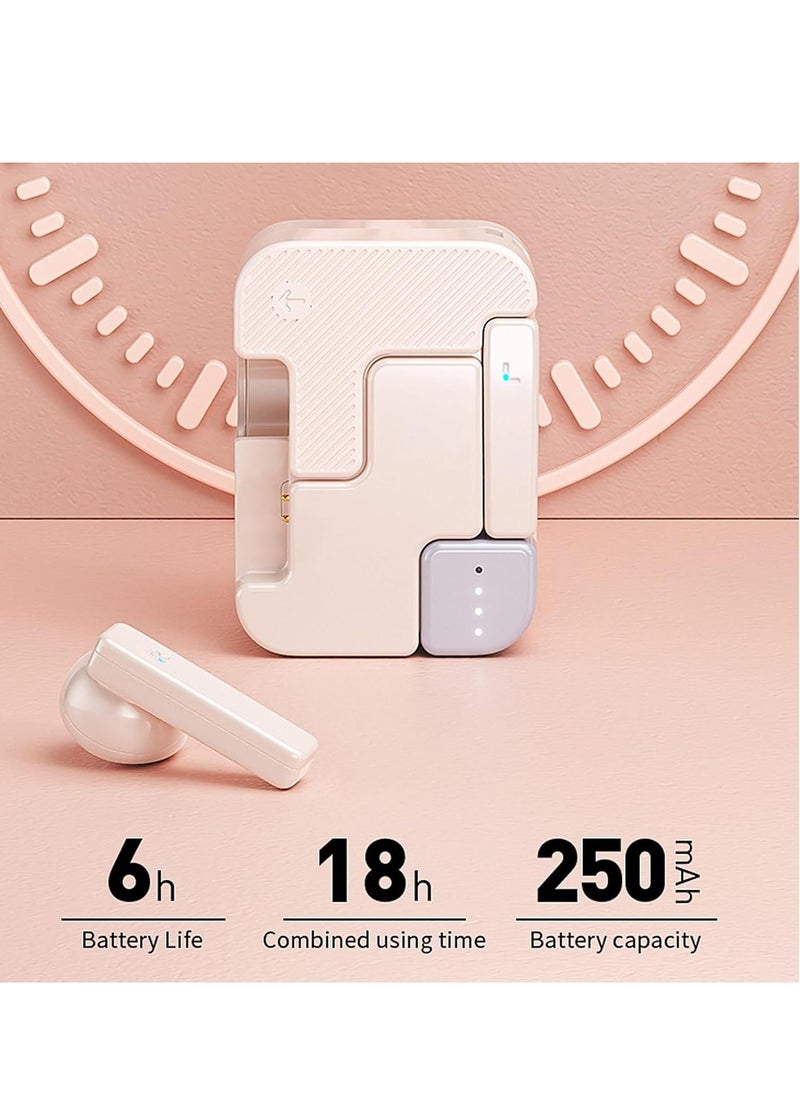 Bluetooth Earpiece Handsfree Bluetooth Headset for Driving, V5.3 Bluetooth Headsets Earpiece with 25Hrs Talk Time, Dual Mic Mute Two Device Connection for iPhone Android and Laptop (pink)