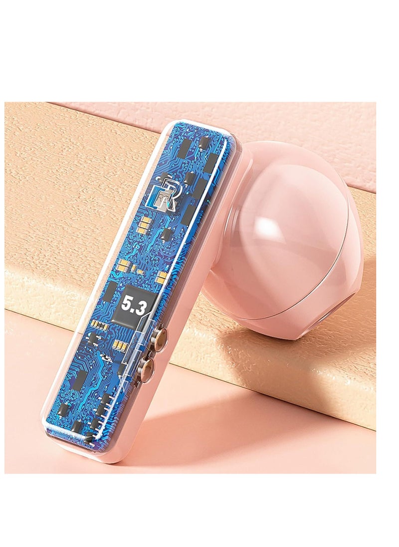 Bluetooth Earpiece Handsfree Bluetooth Headset for Driving, V5.3 Bluetooth Headsets Earpiece with 25Hrs Talk Time, Dual Mic Mute Two Device Connection for iPhone Android and Laptop (pink)