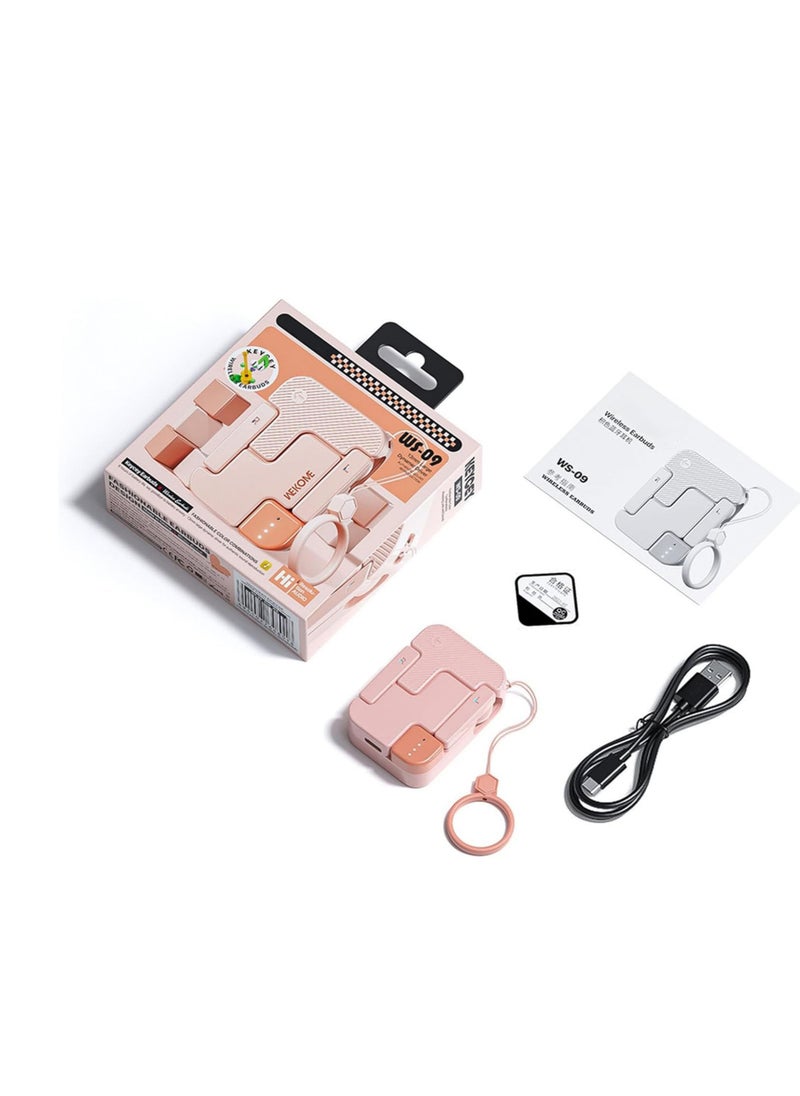 Bluetooth Earpiece Handsfree Bluetooth Headset for Driving, V5.3 Bluetooth Headsets Earpiece with 25Hrs Talk Time, Dual Mic Mute Two Device Connection for iPhone Android and Laptop (pink)