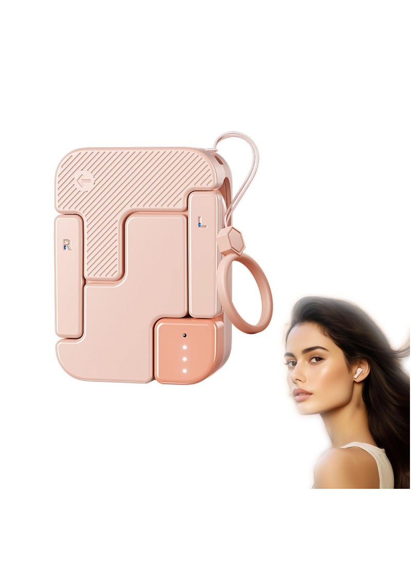 Bluetooth Earpiece Handsfree Bluetooth Headset for Driving, V5.3 Bluetooth Headsets Earpiece with 25Hrs Talk Time, Dual Mic Mute Two Device Connection for iPhone Android and Laptop (pink)