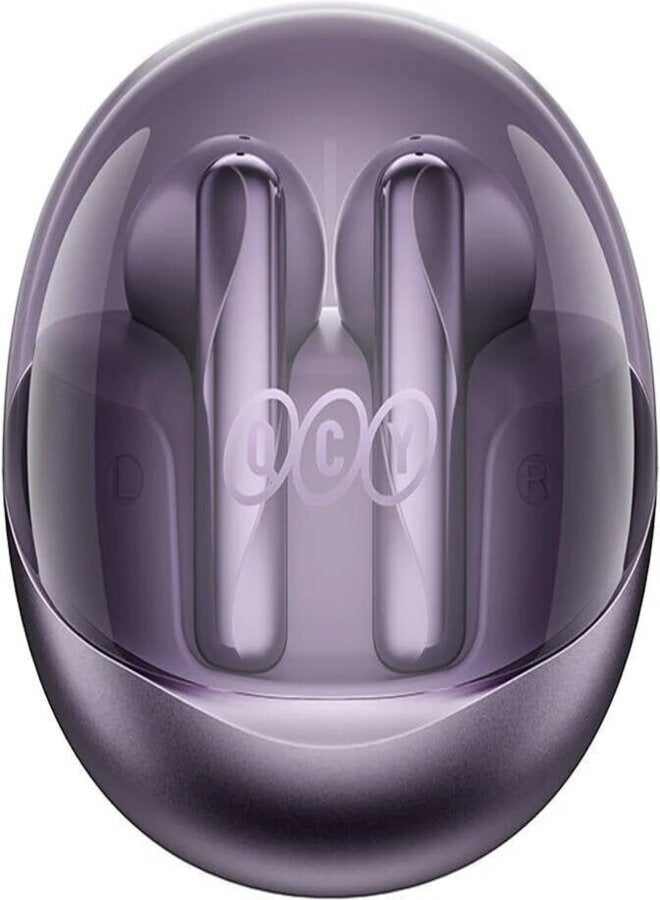 QT32 AilyBuds Clear Wireless Earbuds, 5.3 Bluetooth Connection, 13mm Drivers, Low Latency Mode, In-Ear Lightweight Design, 10-Minutes Quick Charge and 22.5 Hours Long Battery Life - purple
