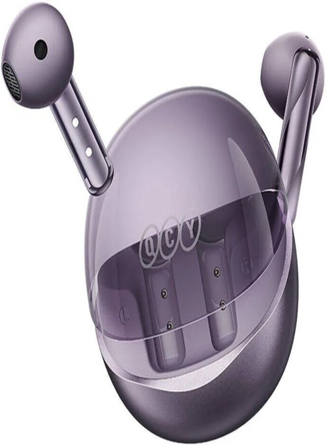 QT32 AilyBuds Clear Wireless Earbuds, 5.3 Bluetooth Connection, 13mm Drivers, Low Latency Mode, In-Ear Lightweight Design, 10-Minutes Quick Charge and 22.5 Hours Long Battery Life - purple