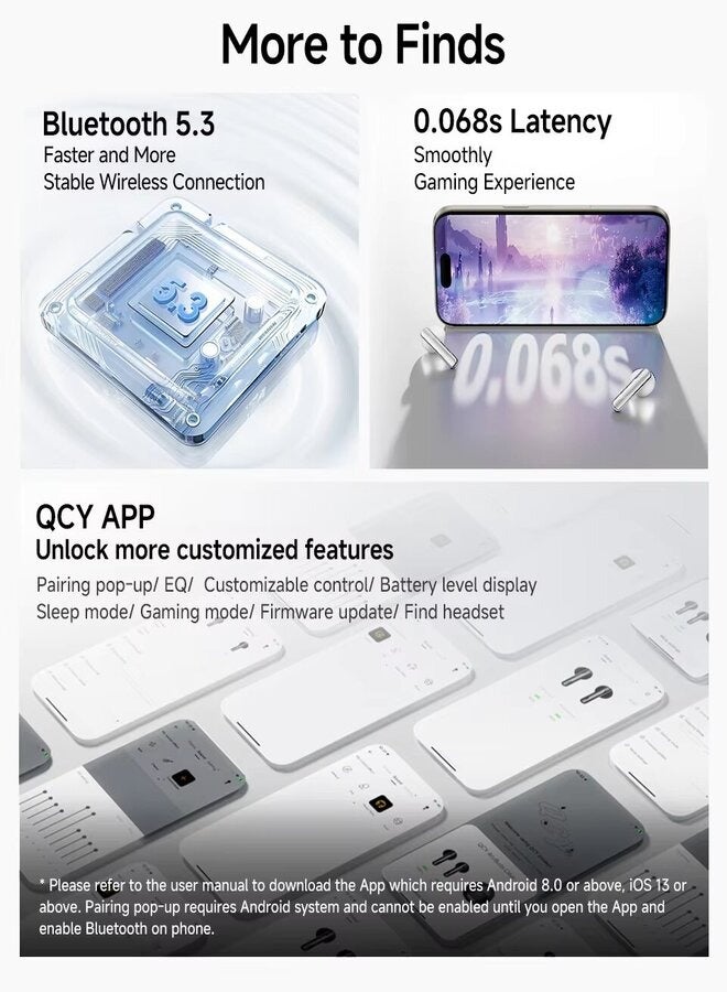 QT32 AilyBuds Clear Wireless Earbuds, 5.3 Bluetooth Connection, 13mm Drivers, Low Latency Mode, In-Ear Lightweight Design, 10-Minutes Quick Charge and 22.5 Hours Long Battery Life - purple