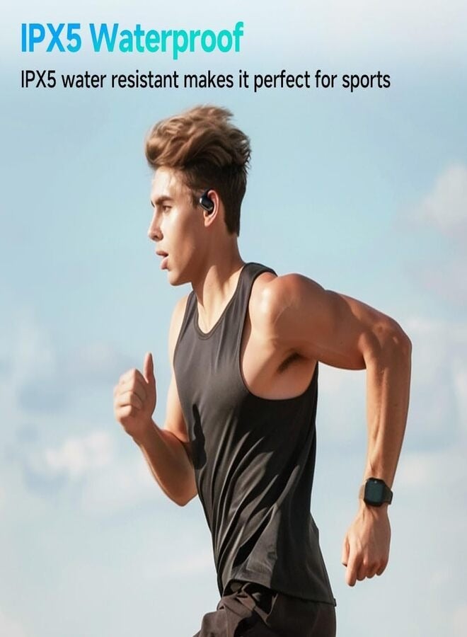 Crossky GTR2 Open Ear Earbuds, Bluetooth Headphones 5.4 Wireless Earbuds with Earhooks, 28H Playtime, Muiltpoint Connection, IPX5 Waterproof, Comfortable Ear Buds Compatible with iPhone & Android - black