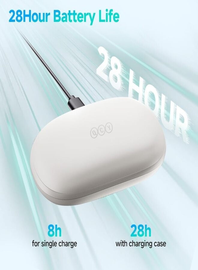 Crossky GTR2 Open Ear Earbuds, Bluetooth Headphones 5.4 Wireless Earbuds with Earhooks, 28H Playtime, Muiltpoint Connection, IPX5 Waterproof, Comfortable Ear Buds Compatible with iPhone & Android - white