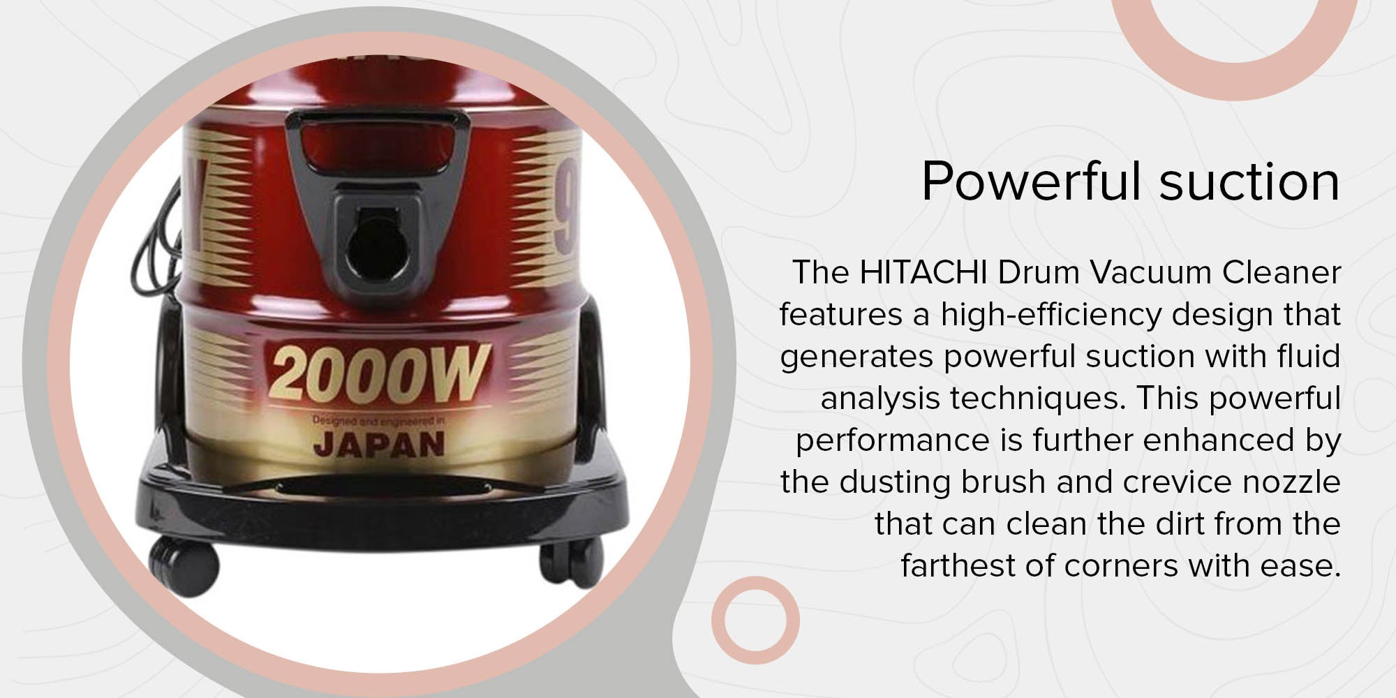 Drum Vacuum Cleaner 2000W 2000 W CV950Y-SS220-WR Red/Gold