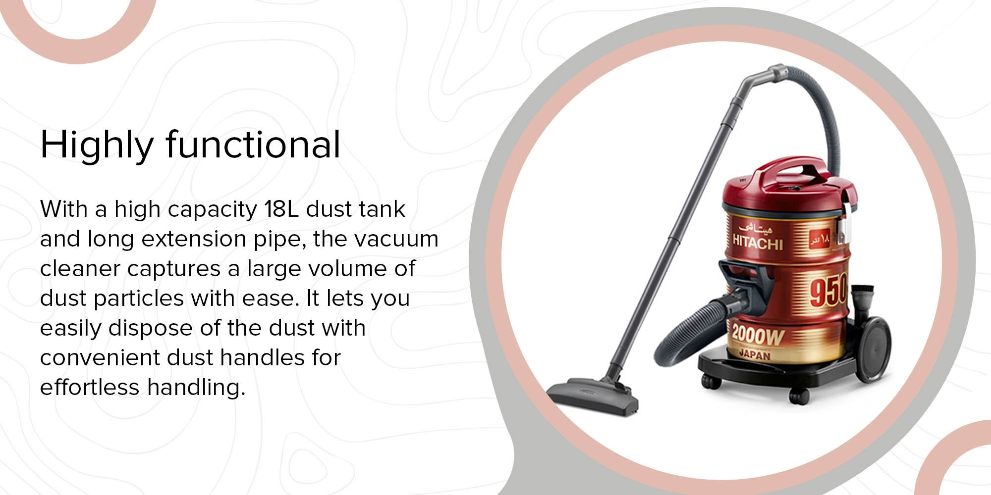 Drum Vacuum Cleaner 2000W 2000 W CV950Y-SS220-WR Red/Gold