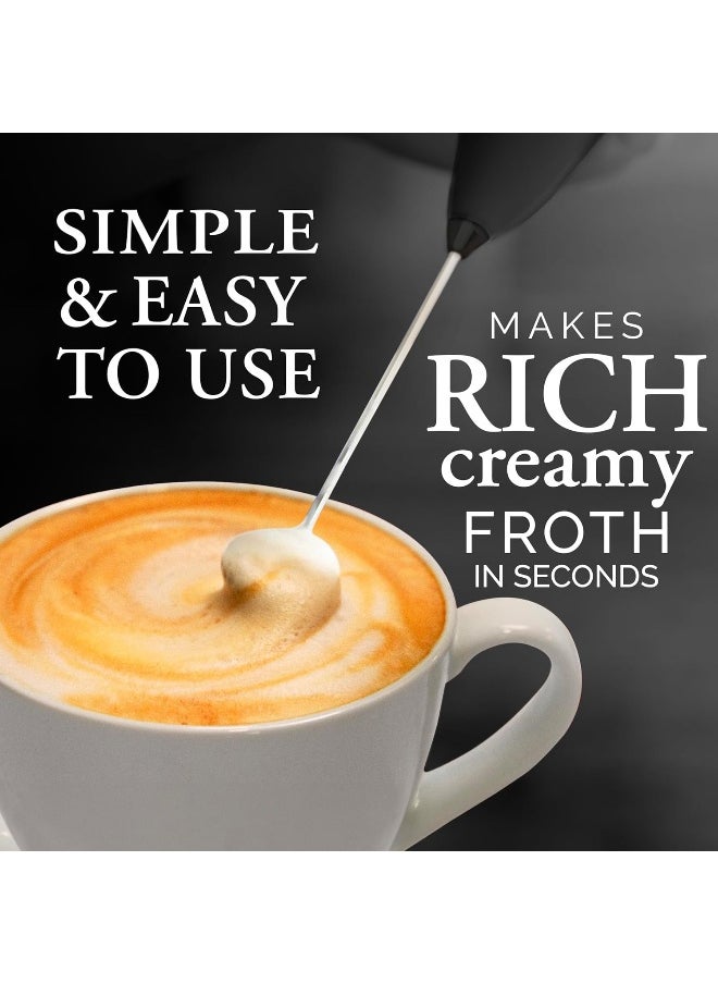 Zulay Kitchen Executive Series Milk Frother Wand - Upgraded & Improved Stand - Ideal Coffee Gift - Coffee Frother Handheld Foam Maker For Lattes - Electric Milk Frother Handheld For Cappuccino