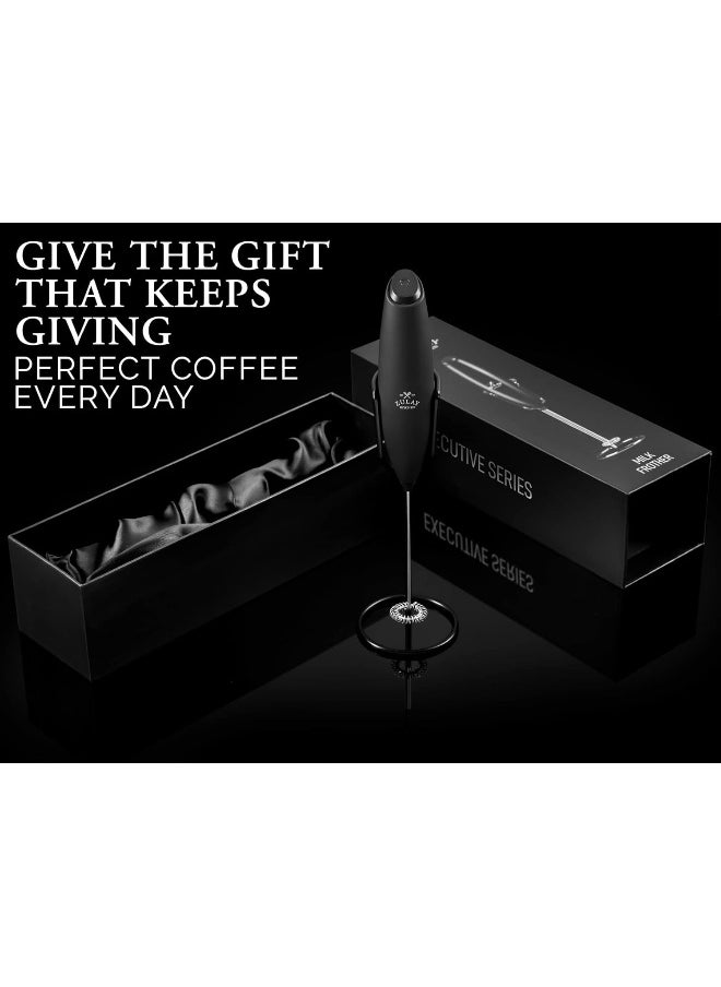 Zulay Kitchen Executive Series Milk Frother Wand - Upgraded & Improved Stand - Ideal Coffee Gift - Coffee Frother Handheld Foam Maker For Lattes - Electric Milk Frother Handheld For Cappuccino