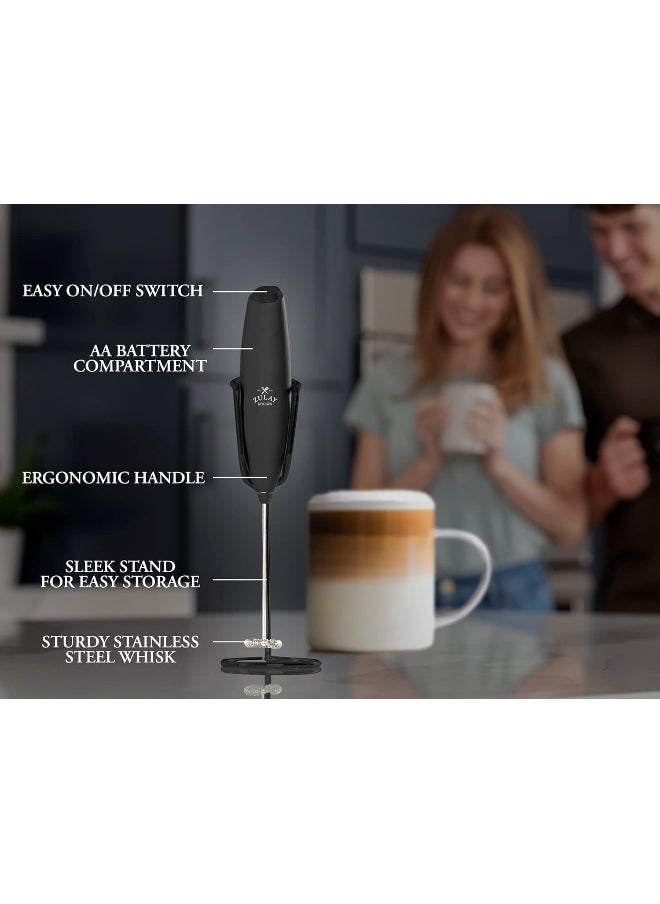 Zulay Kitchen Executive Series Milk Frother Wand - Upgraded & Improved Stand - Ideal Coffee Gift - Coffee Frother Handheld Foam Maker For Lattes - Electric Milk Frother Handheld For Cappuccino