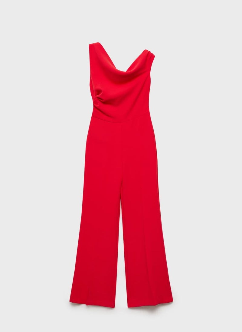 Long Asymmetrical Draped Jumpsuit