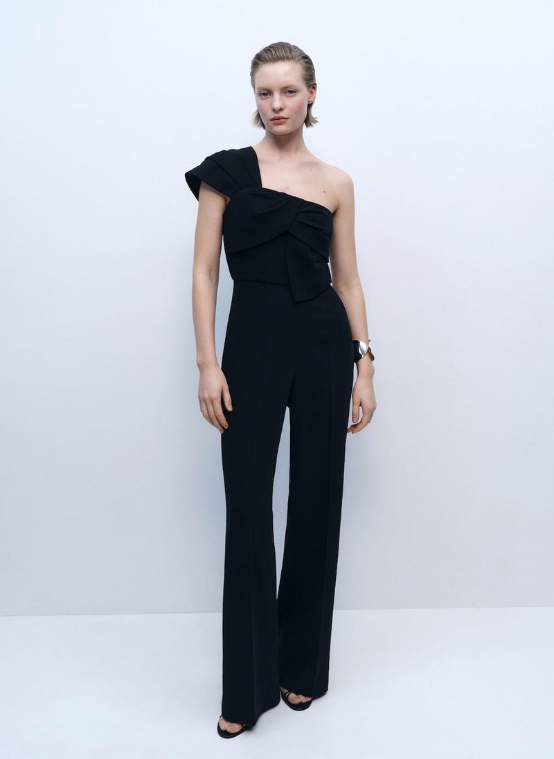 Long Draped Neckline Jumpsuit