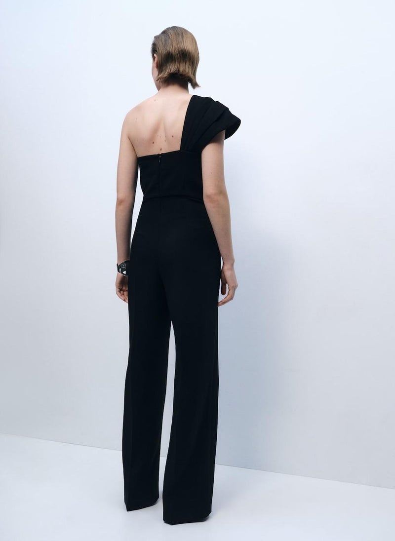 Long Draped Neckline Jumpsuit