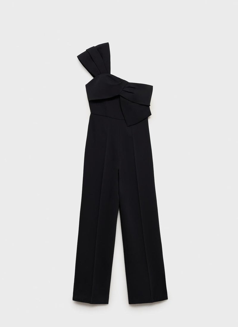 Long Draped Neckline Jumpsuit