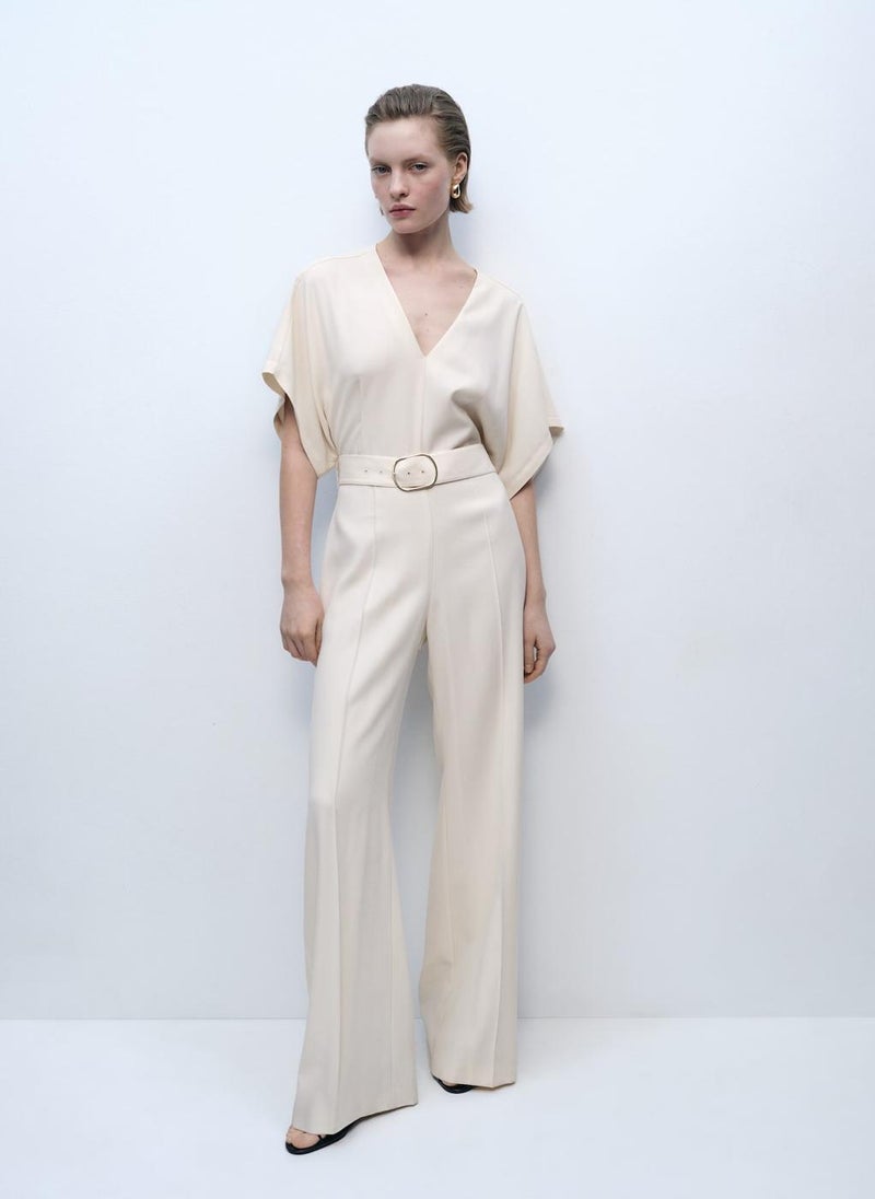 Long Belt And Buckle Jumpsuit