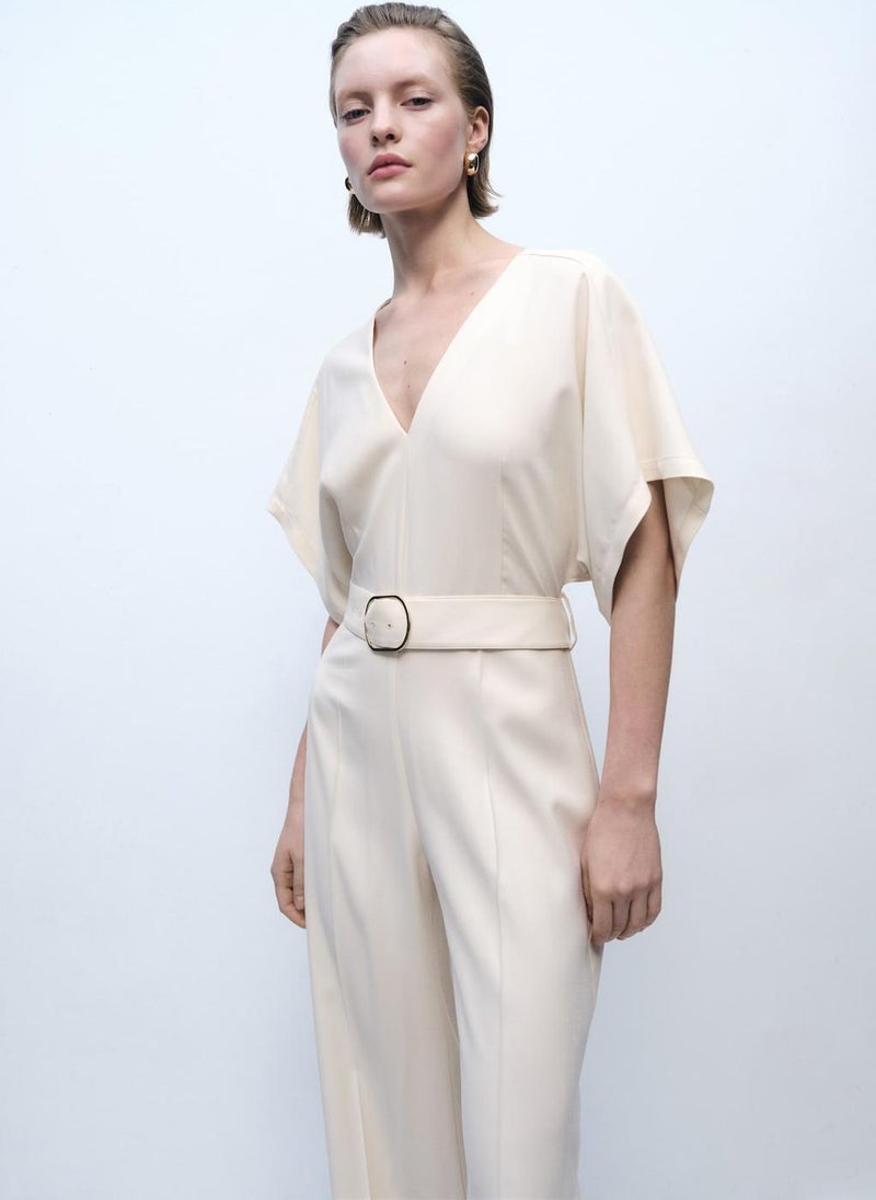 Long Belt And Buckle Jumpsuit