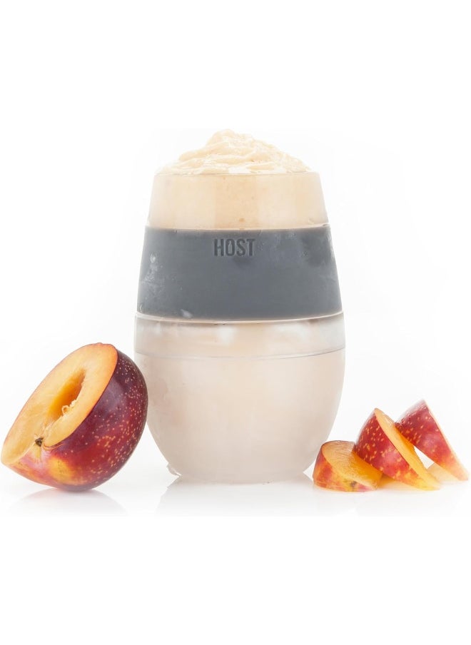 Host Cooling Wine Freeze Cup with Lid, Set of 2 Plastic Double Wall Insulated Wine Tumbler Freezable Drink Vacuum Cup with Freezing Gel, Wine Glasses for Red and White Wine, Gift Essentials, Gray