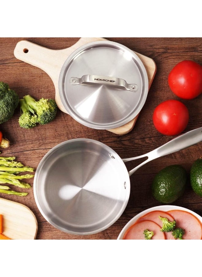 HOMICHEF Matte Polished NICKEL FREE Stainless Steel 1.75 QT(Quart) Sauce Pan/Sauce Pot with Lid