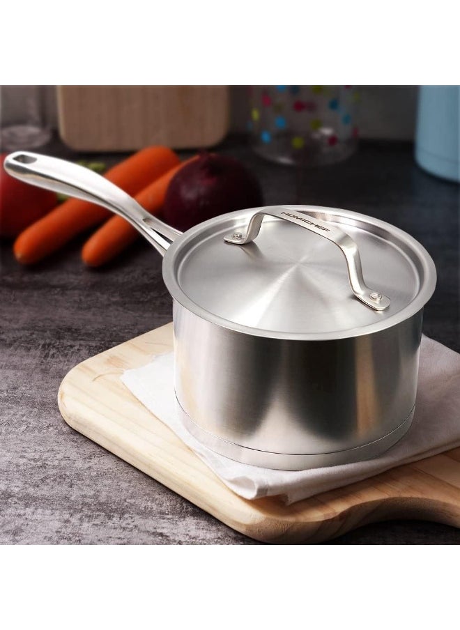 HOMICHEF Matte Polished NICKEL FREE Stainless Steel 1.75 QT(Quart) Sauce Pan/Sauce Pot with Lid