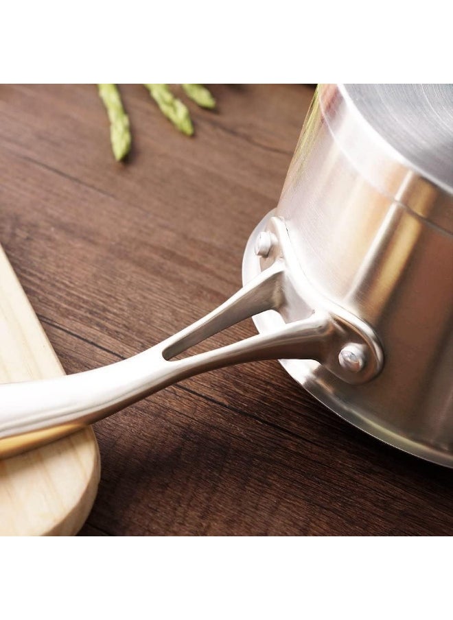HOMICHEF Matte Polished NICKEL FREE Stainless Steel 1.75 QT(Quart) Sauce Pan/Sauce Pot with Lid