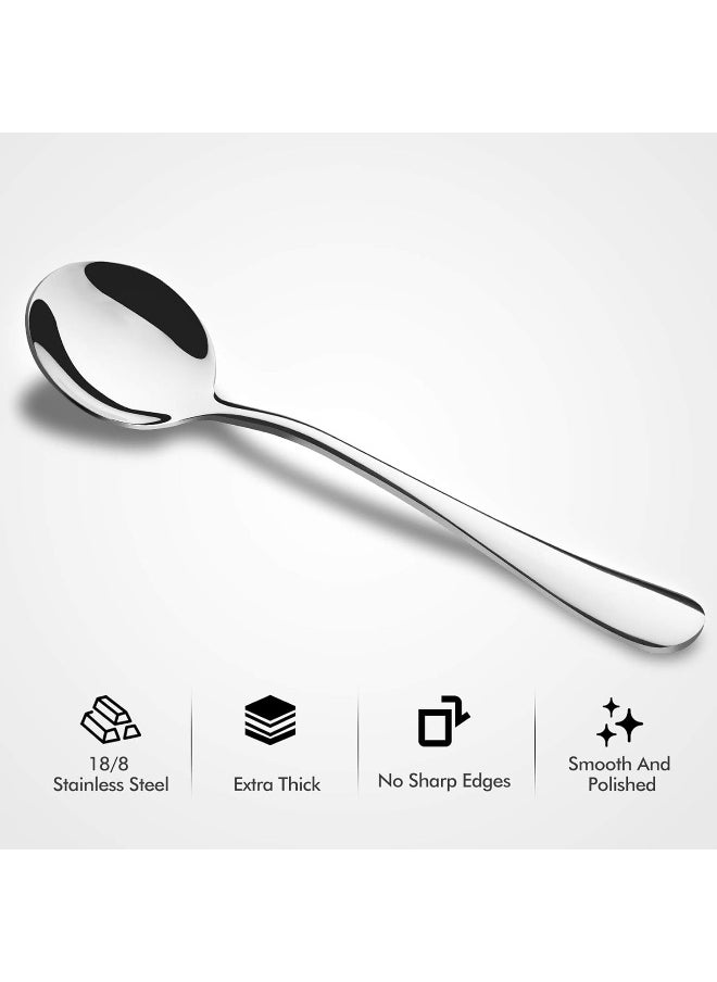 Hiware Soup Spoons, Round Stainless Steel Bouillon Spoons, Set of 12