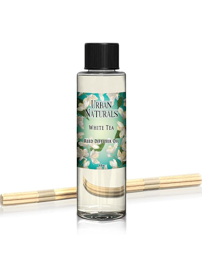 Urban Naturals White Tea Scented Oil Reed Diffuser Refill | Includes a Free Set of Reed Sticks! 4 oz.