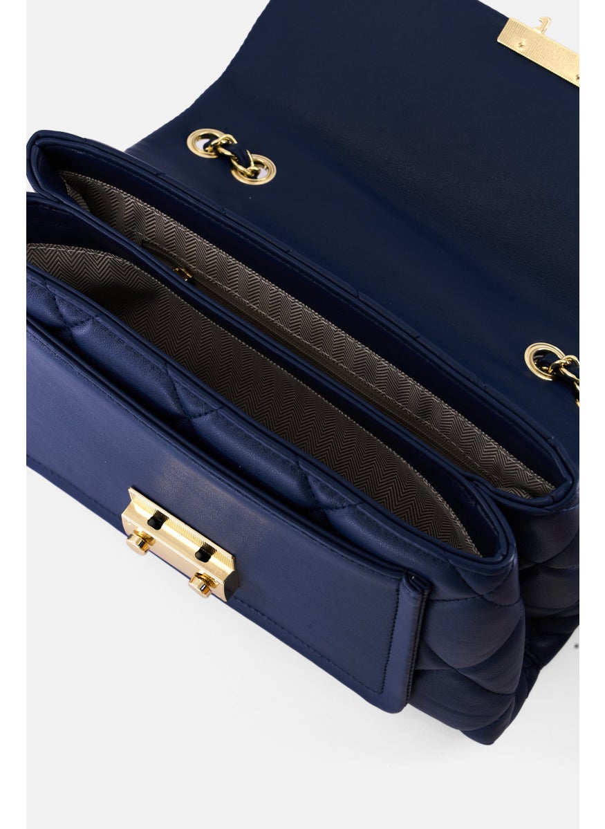 Women Brand Logo Cross Body Bag 15 H x 28 L x 11 W cm,  Blue