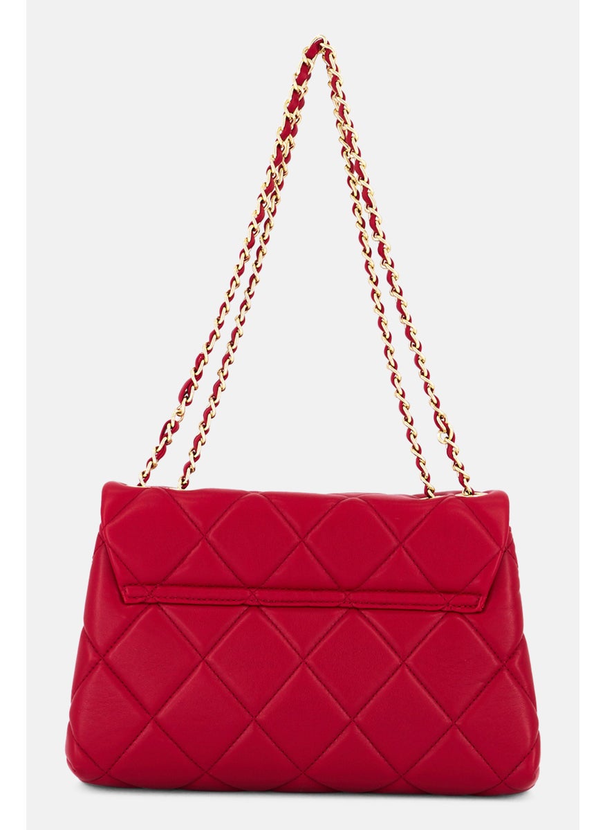 Women Brand Logo Cross Body Bag 19  H x 29 L x 11 W cm, Red