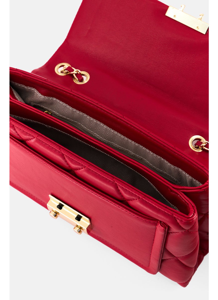 Women Brand Logo Cross Body Bag 19  H x 29 L x 11 W cm, Red
