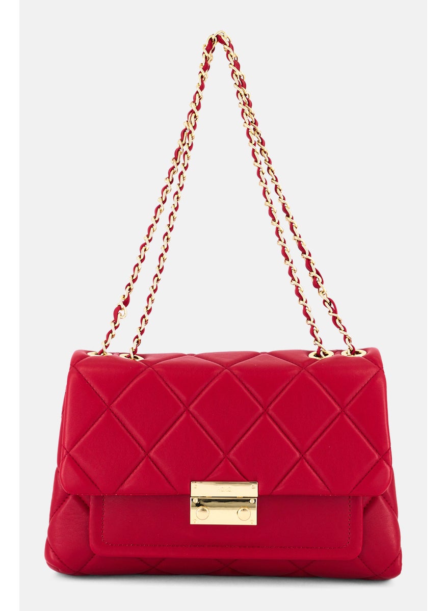 Women Brand Logo Cross Body Bag 19  H x 29 L x 11 W cm, Red