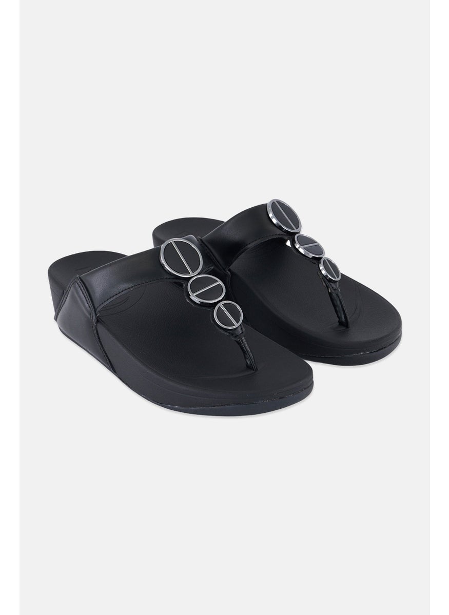 Women Slip On Open Toe Casual Sandals, Black