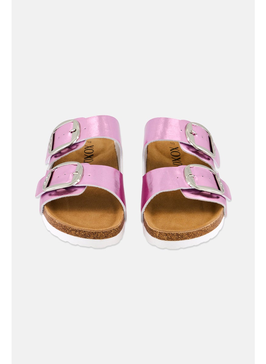 Women Slip On Cork Sandals, Baby Pink