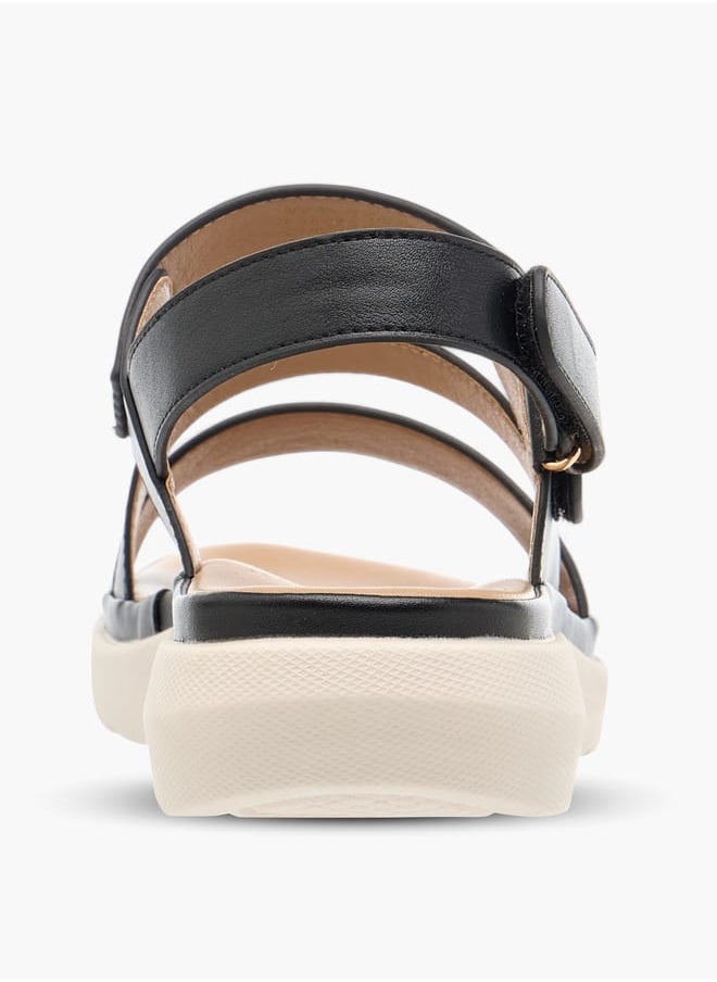Women Solid Sandals with Hook and Loop Closure