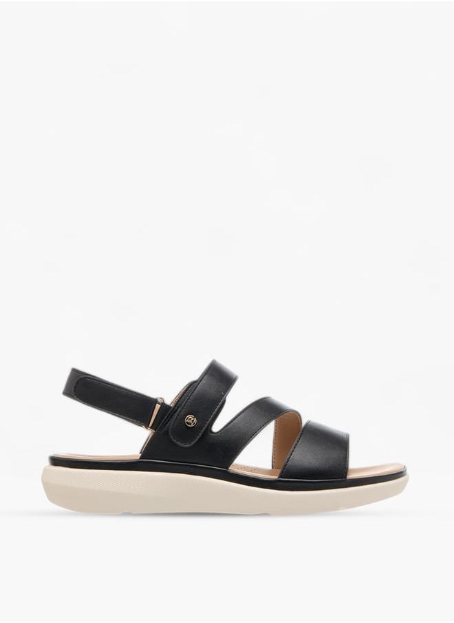 Women Solid Sandals with Hook and Loop Closure
