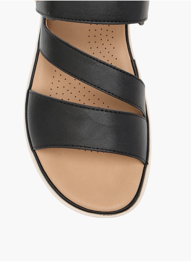 Women Solid Sandals with Hook and Loop Closure