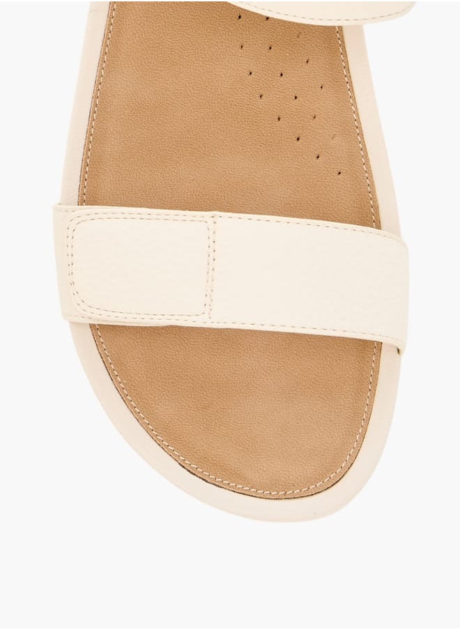Women Textured Strap Sandals with Hook and Loop Closure