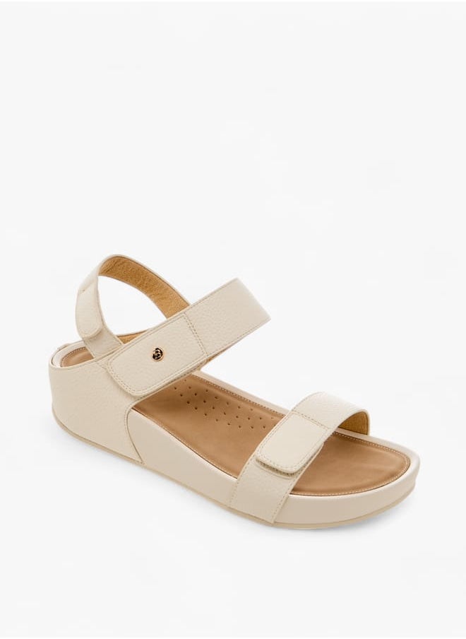 Women Textured Strap Sandals with Hook and Loop Closure