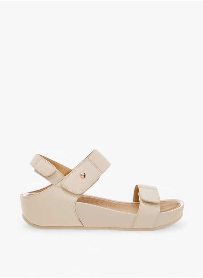 Women Textured Strap Sandals with Hook and Loop Closure
