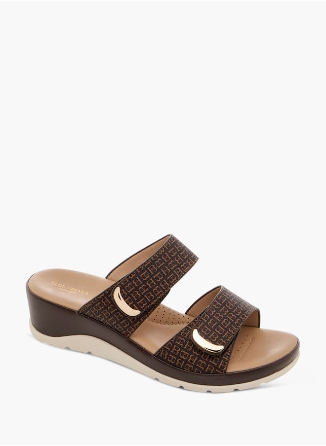 Women Monogram Print Slip-On Comfort Sandals