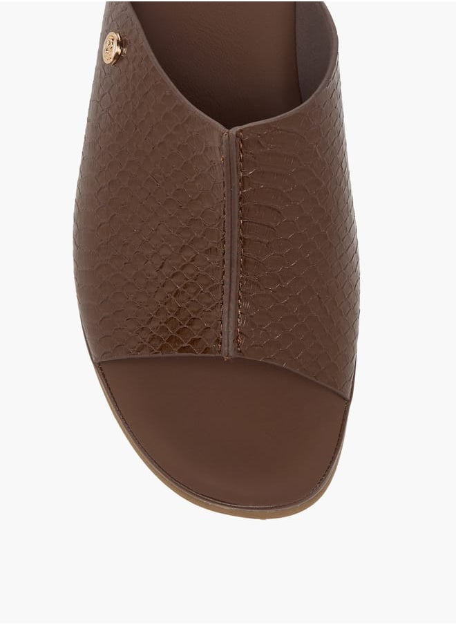 Women's Textured Slip-On Sandals With Wedge Heel