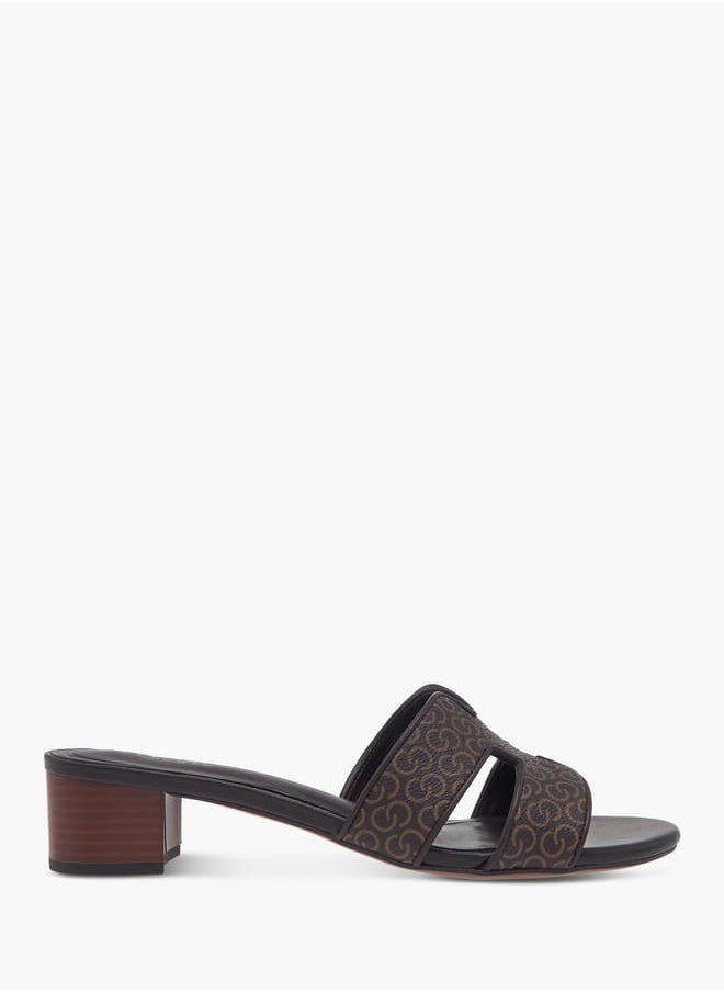 Women's Cutout Detail Slip-On Sandals with Block Heels