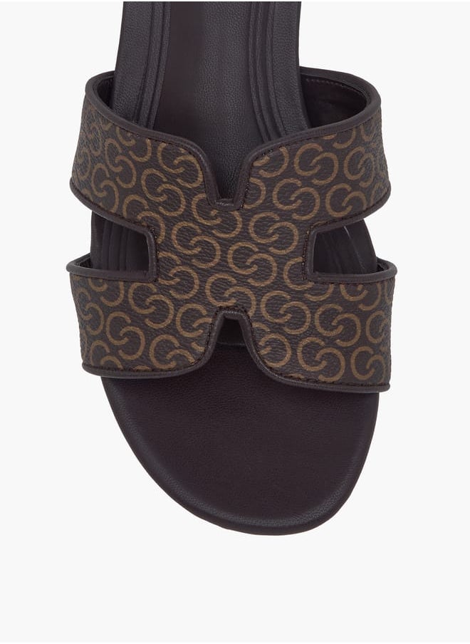 Women's Cutout Detail Slip-On Sandals with Block Heels