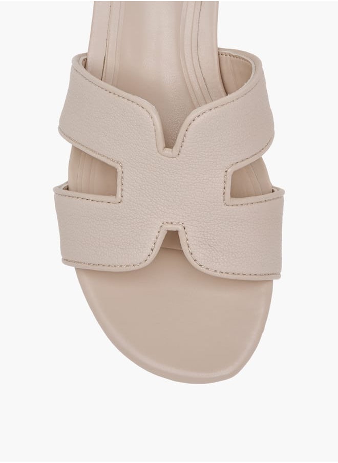 Women's Cutout Detail Slip-On Sandals with Block Heels