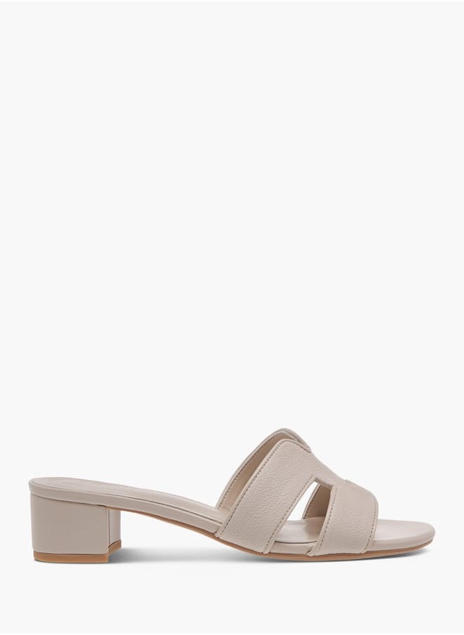 Women's Cutout Detail Slip-On Sandals with Block Heels